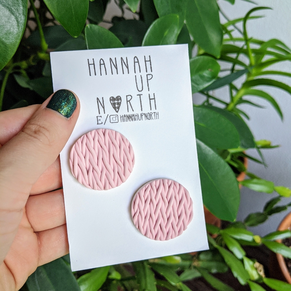 ✨ 2/$25 Handmade knit polymer clay stud earrings